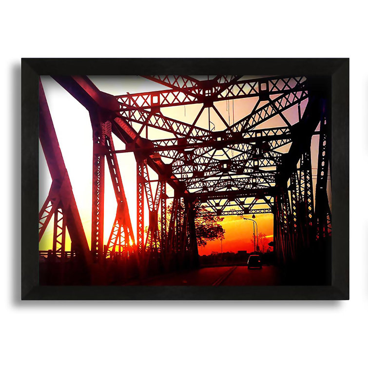 Ebern Designs Street Bridge Single Picture Frame Print on Canvas